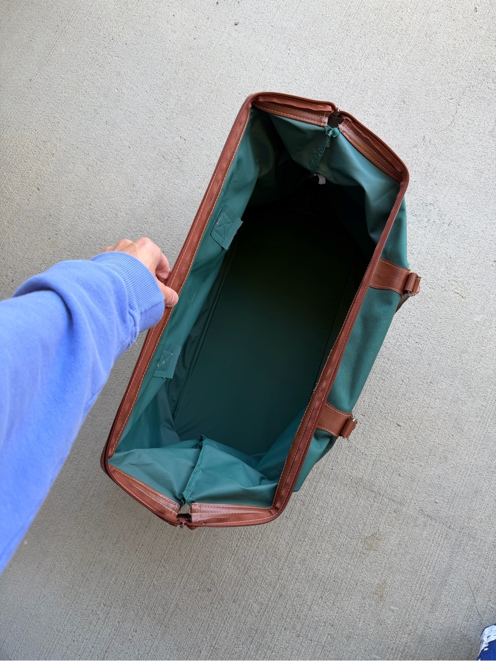 Vintage Polo Ralph Lauren Duffle Bag Mens Green Canvas Large Weekender 90s - Picture 11 of 14
